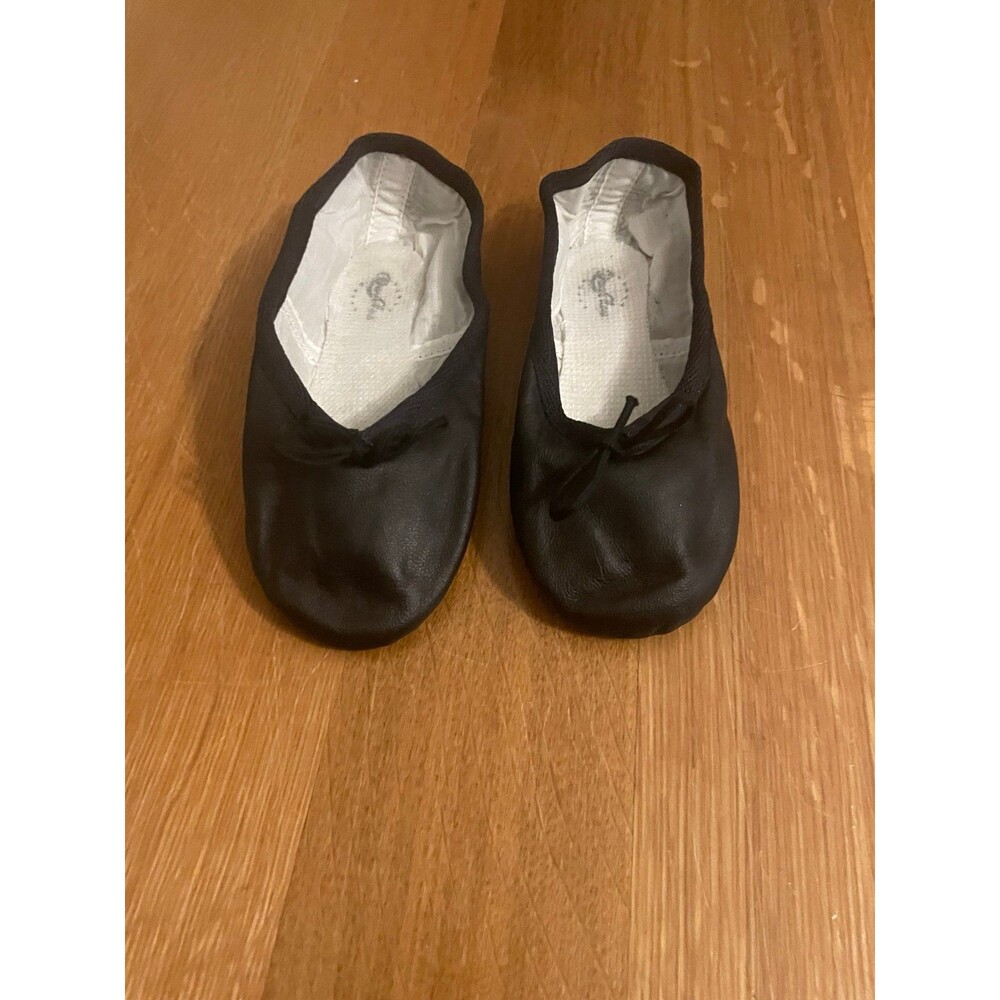 Black leather ballet slippers / shoes toddler  10.5B